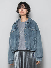 中綿デニムジャケット≪洗濯機で洗える≫