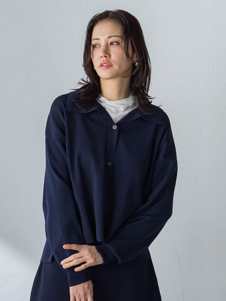 襟付きスキッパーニットプルオーバー