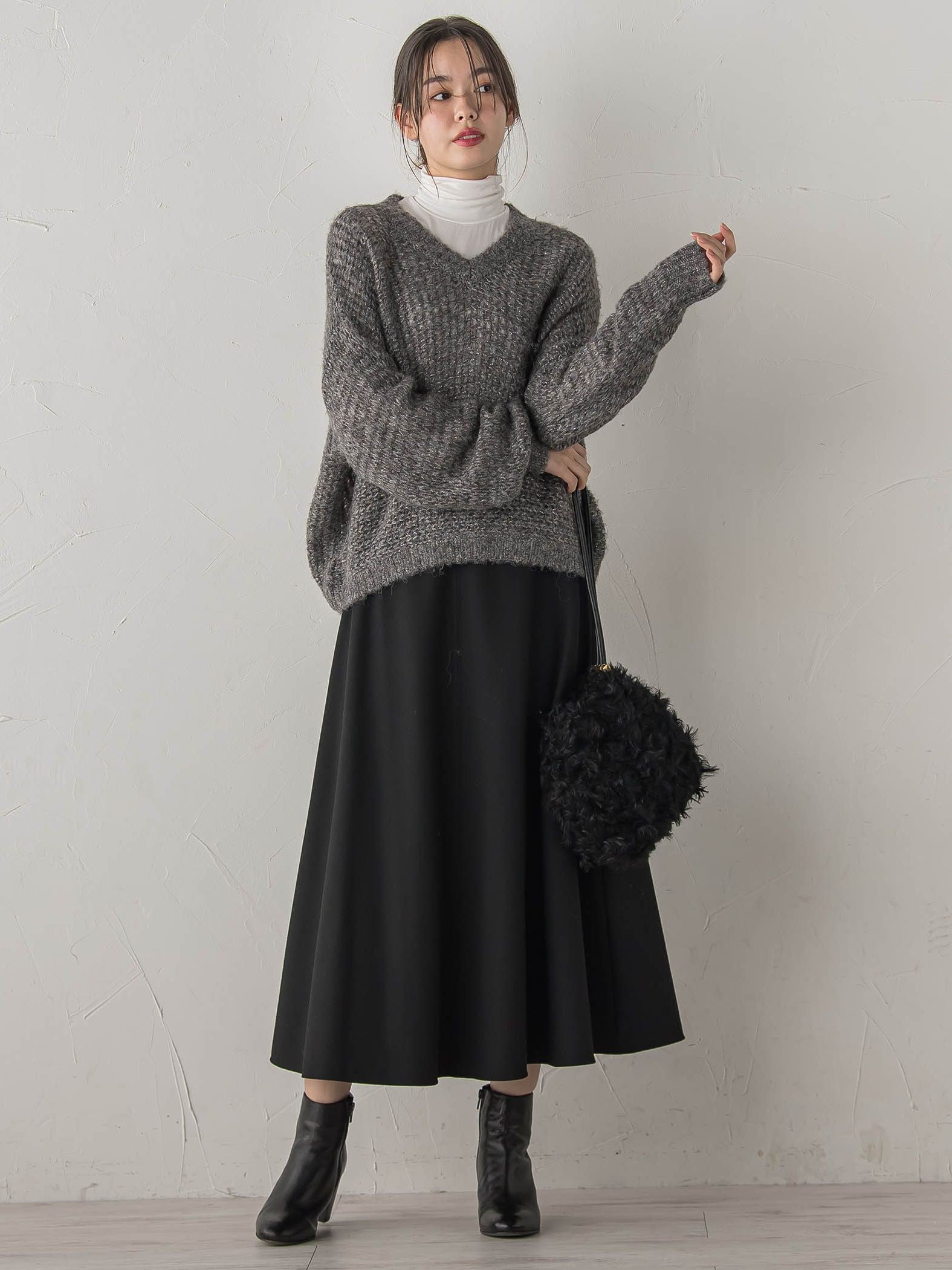 【WEB限定】モヘヤラメVネックショートプルオーバー≪手洗い可能≫