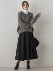 【WEB限定】モヘヤラメVネックショートプルオーバー≪手洗い可能≫