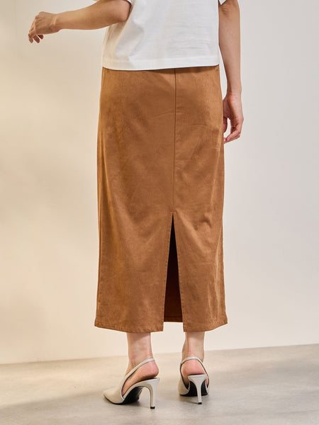 ストレッチフェイクスウェードナロースカート