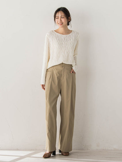 【WEB限定】フリルジャガードクルーネックプルオーバー