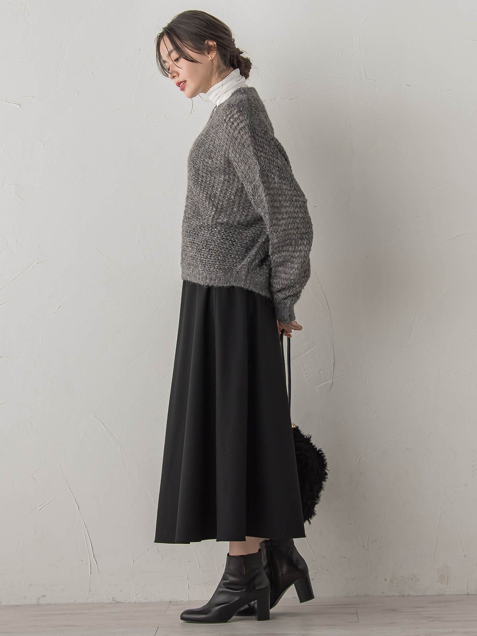 【WEB限定】モヘヤラメVネックショートプルオーバー≪手洗い可能≫