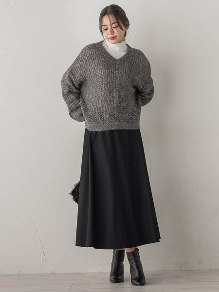 【WEB限定】モヘヤラメVネックショートプルオーバー≪手洗い可能≫