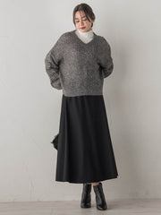 【WEB限定】モヘヤラメVネックショートプルオーバー≪手洗い可能≫