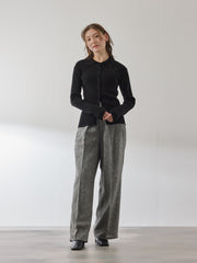 くるみボタンポロニットカーディガン≪手洗い可能≫