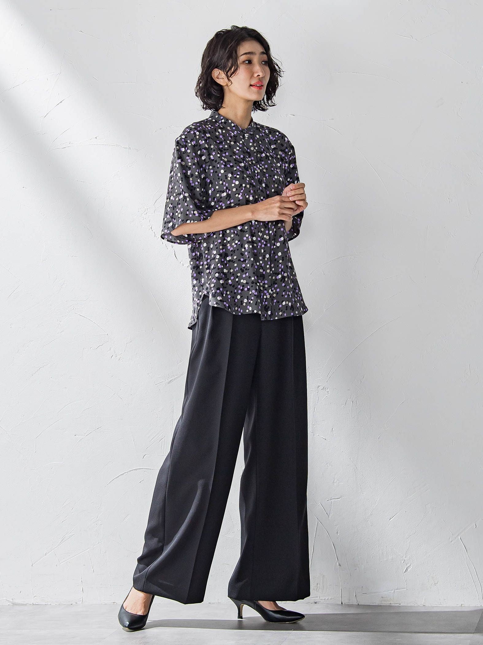 【WEB限定】タックワイドパンツ≪洗濯機で洗える≫