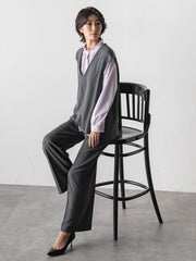 ハイストレッチカルゼワイドパンツ