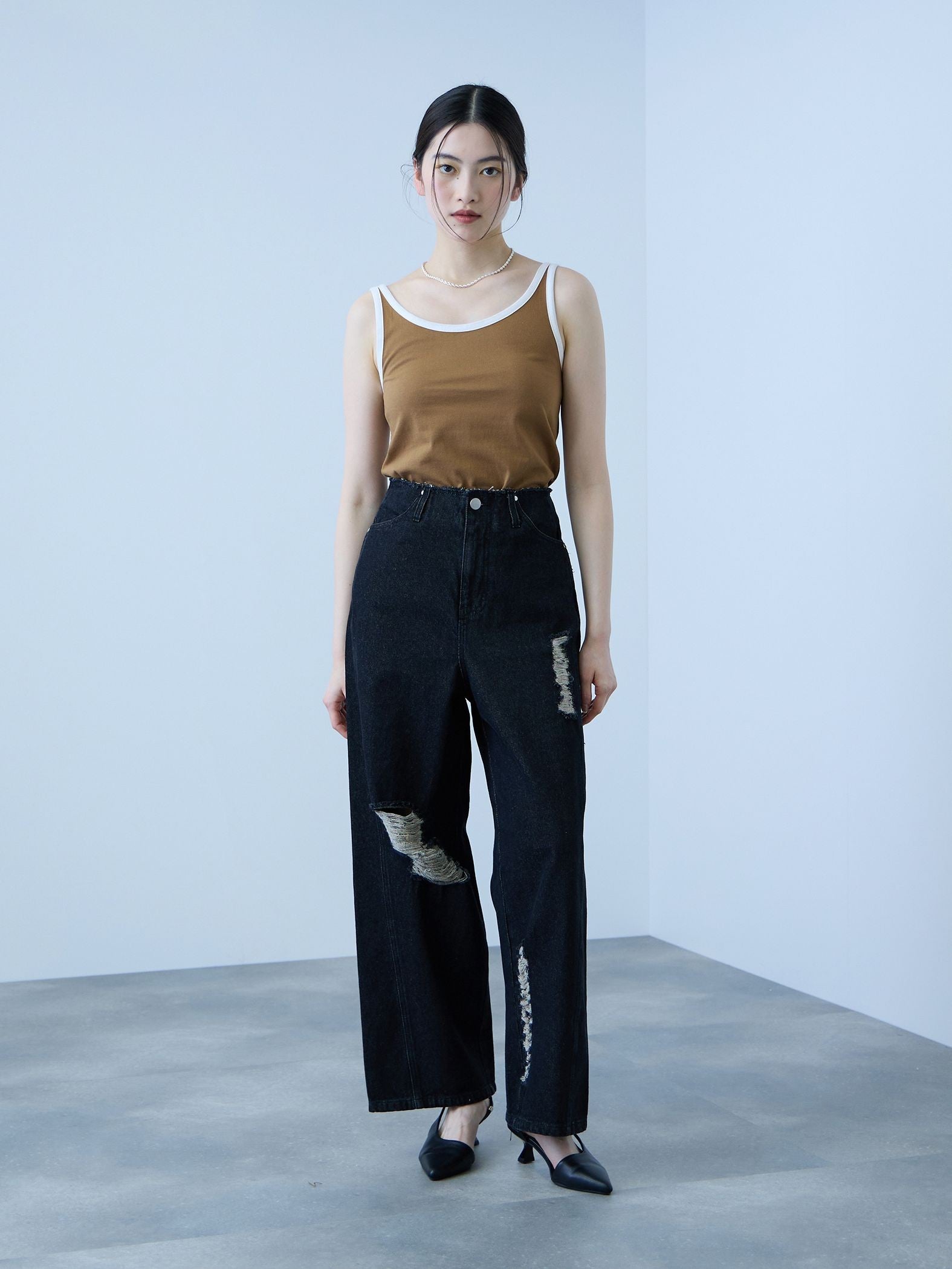 バイカラーパイピングタンクトップ