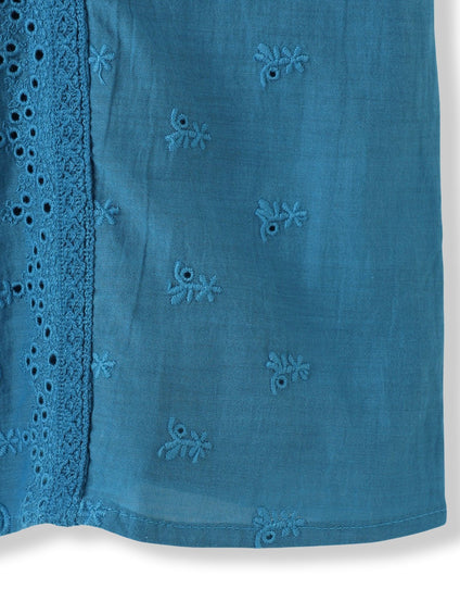 刺繍ハシゴレースブラウス