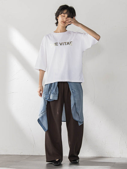 箔プリントロゴTシャツ≪手洗い可能≫