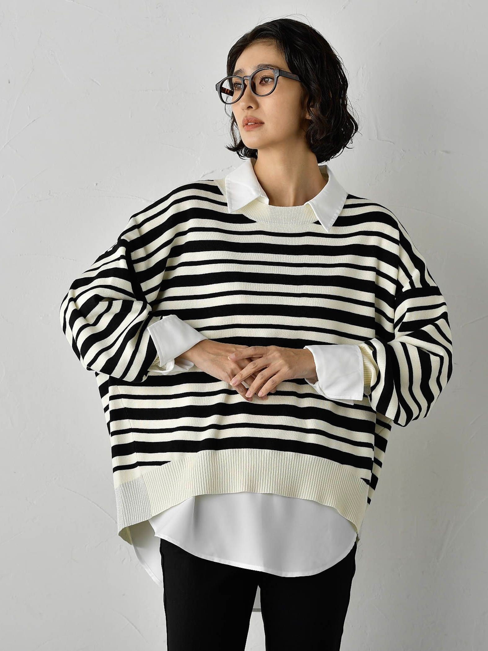 【WEB限定】”3コーデが叶う2点セット”ニット×シャツ≪手洗い可能≫