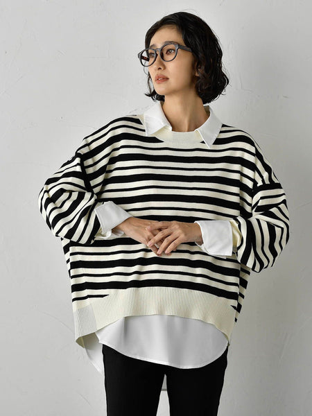 【WEB限定】”3コーデが叶う2点セット”ニット×シャツ≪手洗い可能≫