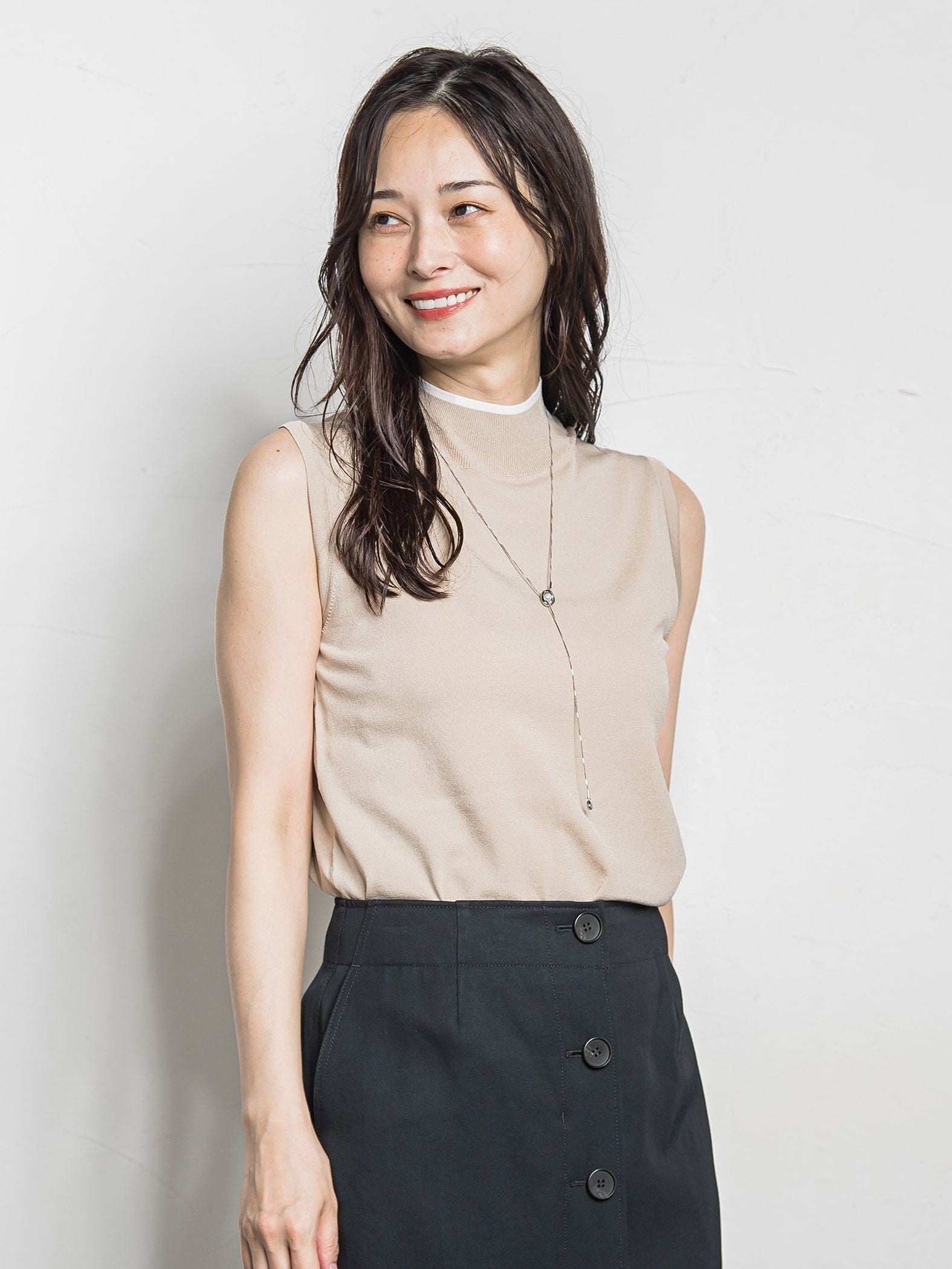 ノースリーブハイネックニット ≪手洗い可能≫