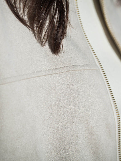 【WEB限定】マシュマロスウェードノーカラーブルゾン≪手洗い可能≫