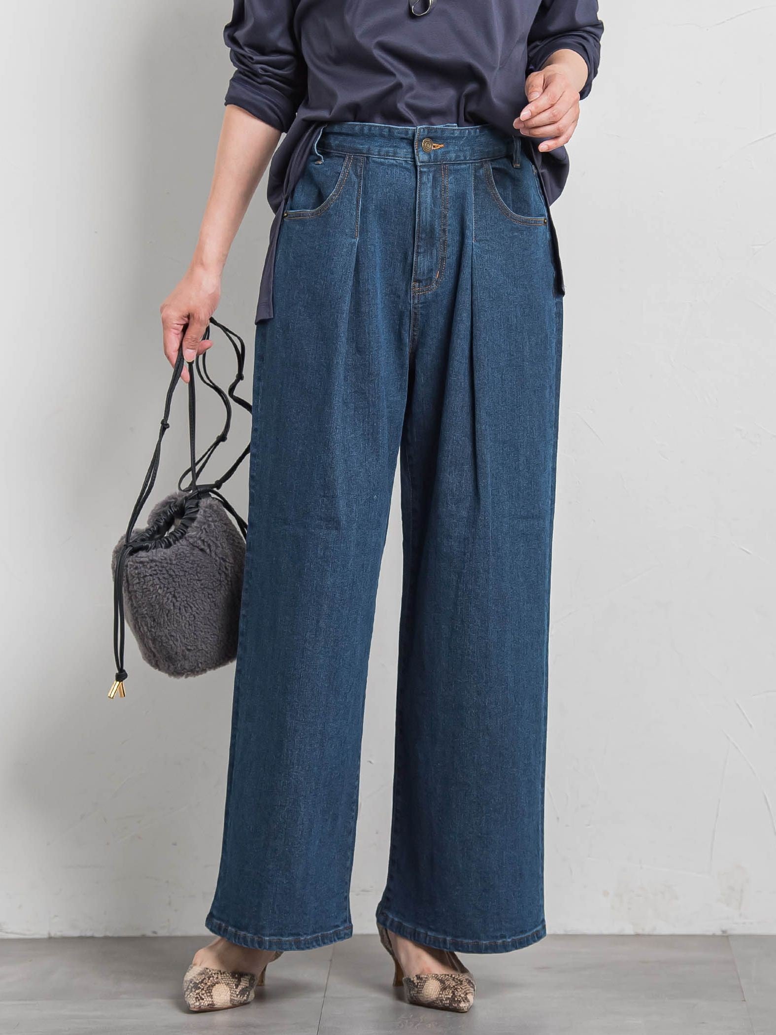 【WEB限定】365デニムパンツ ワイドシルエット≪洗える≫