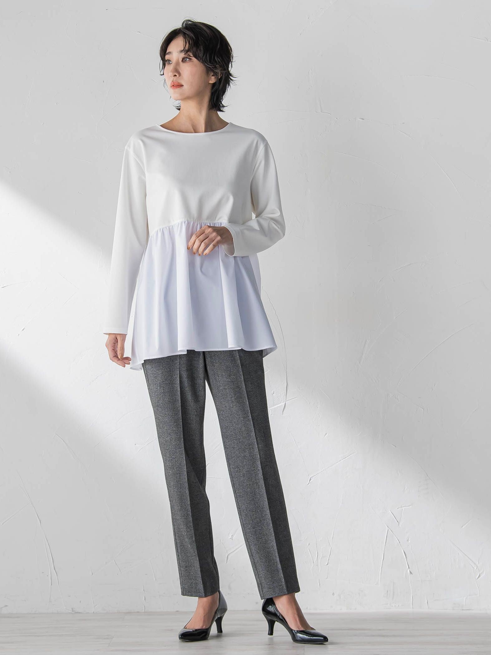 両面起毛2WAYストレッチテーパードパンツ