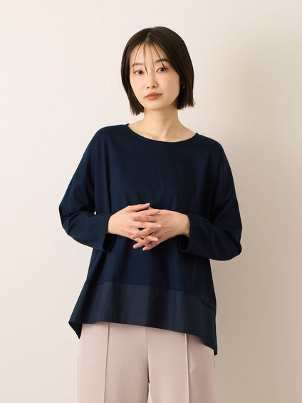 《予約》【機能するミニマル服】異素材プルオーバー 《接触冷感》