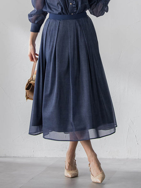 オーガンジーデニムスカート