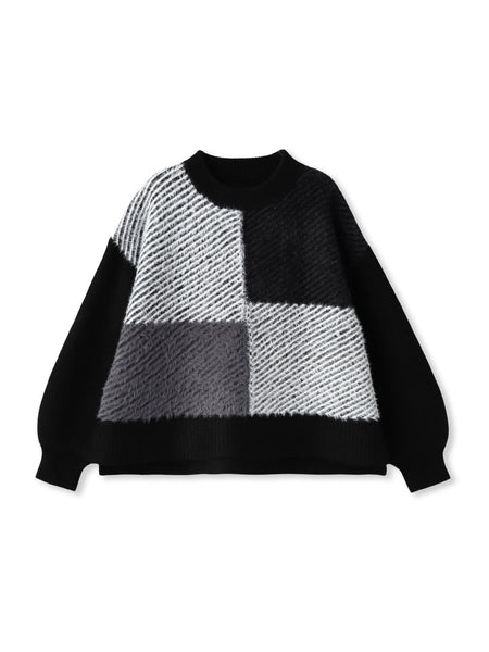 シャギージャガード切替えニット≪手洗い可能≫