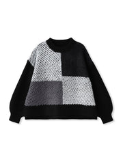 シャギージャガード切替えニット≪手洗い可能≫