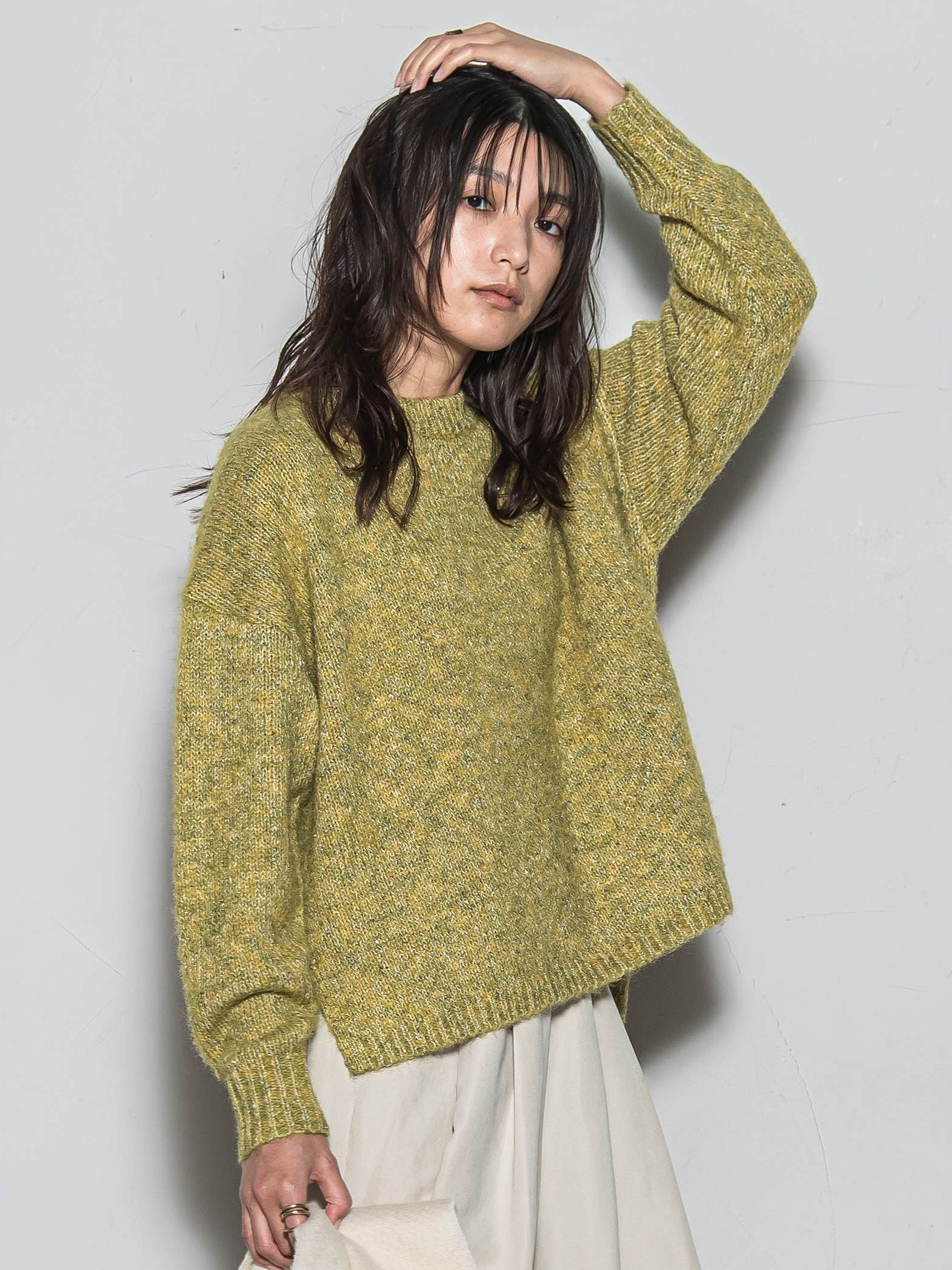 ラメスパンコールクルーネックニット≪手洗い可能≫