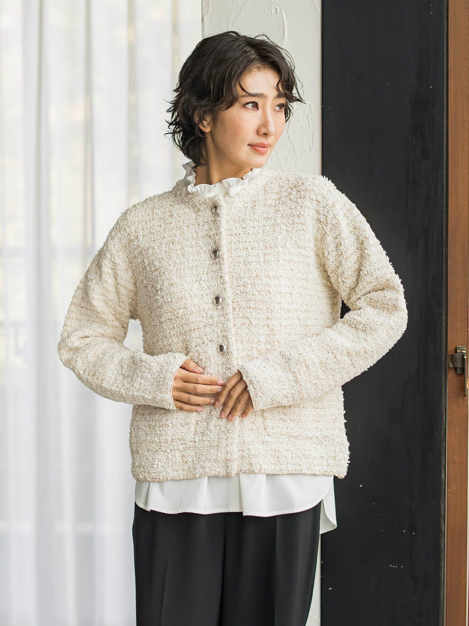 ツイードカーディガン