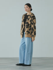 レオパードジャガードシャギーニットカーディガン