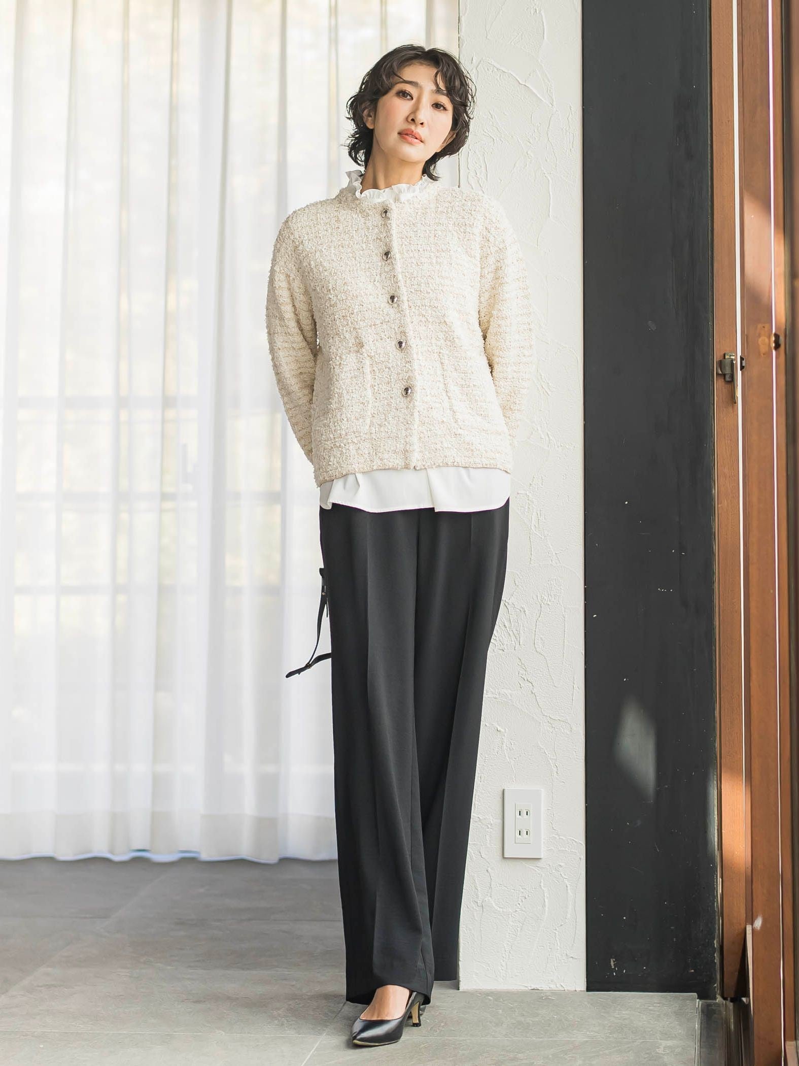 ツイードカーディガン