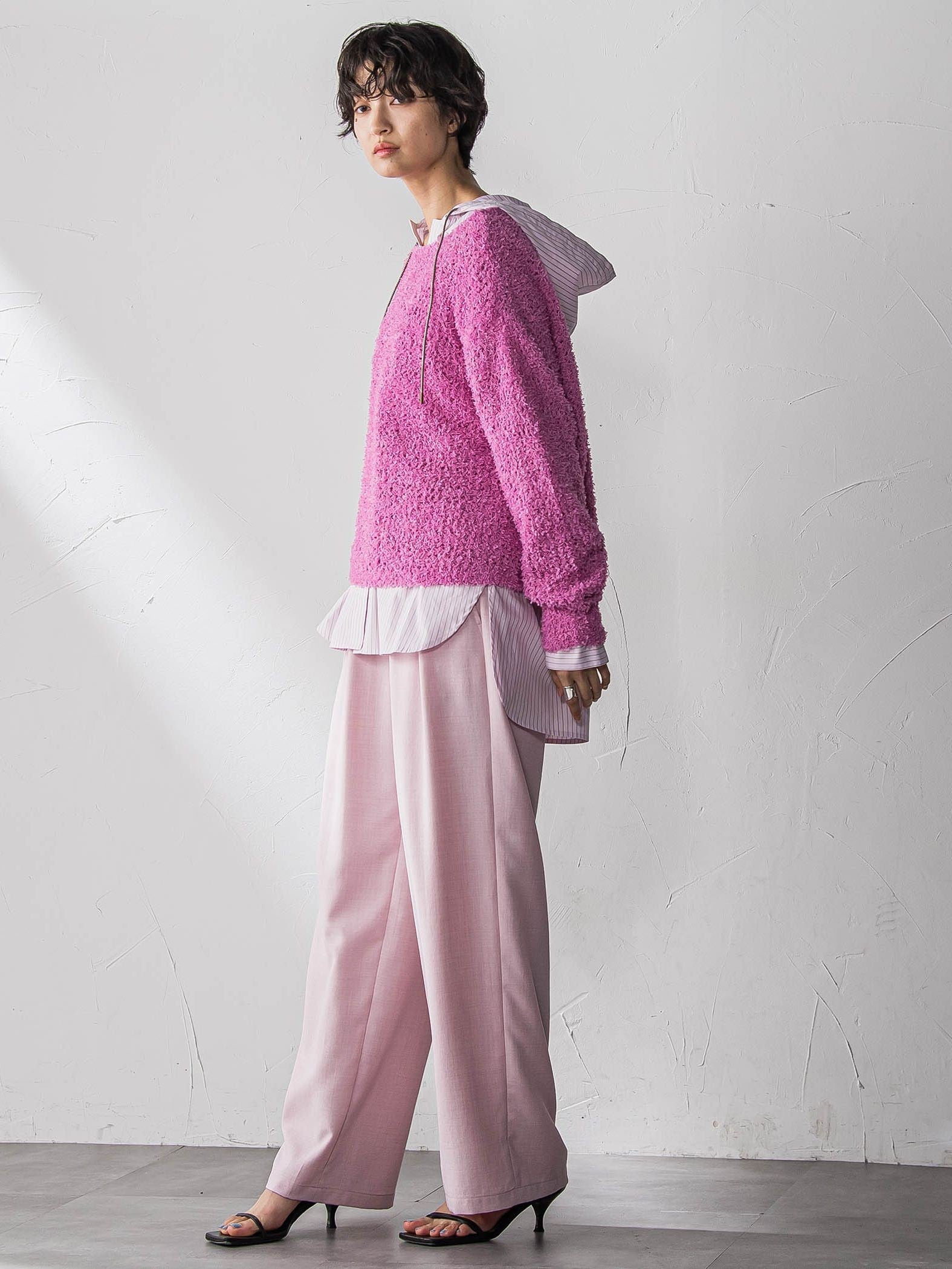 ファンシーヤーンボートネックニットプルオーバー≪手洗い可能≫