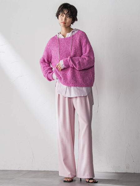 ファンシーヤーンボートネックニットプルオーバー≪手洗い可能≫