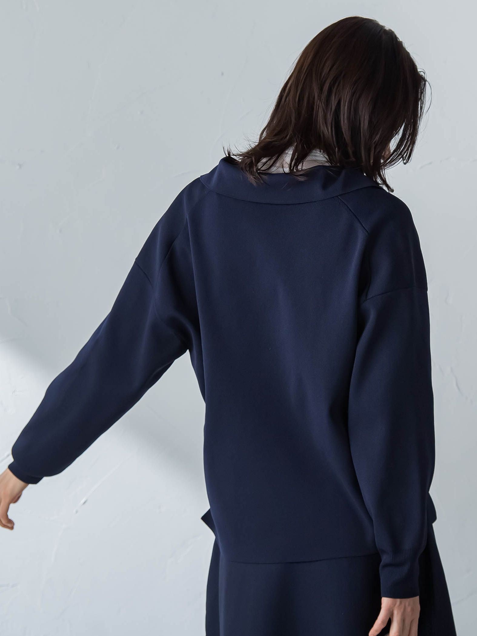 襟付きスキッパーニットプルオーバー