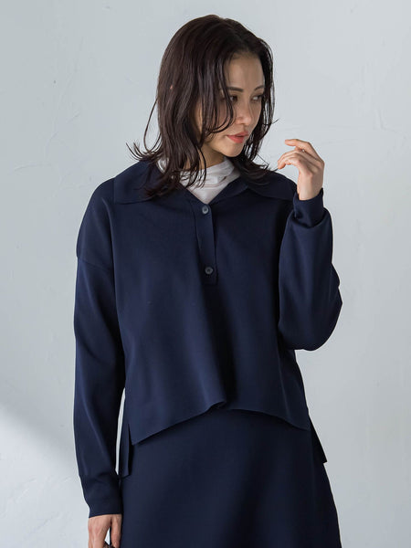 襟付きスキッパーニットプルオーバー