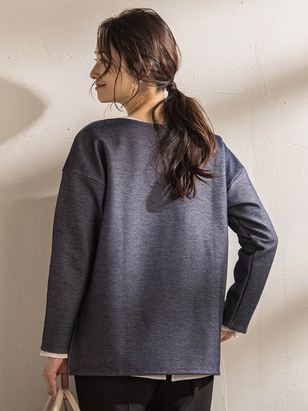 【WEB限定】裏毛布クルーネックプルオーバー≪毛玉防止・ストレッチ≫