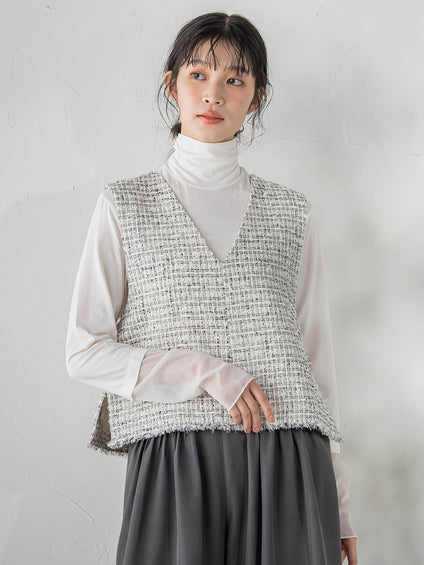 ミックスツィードベスト≪洗濯機で洗える≫