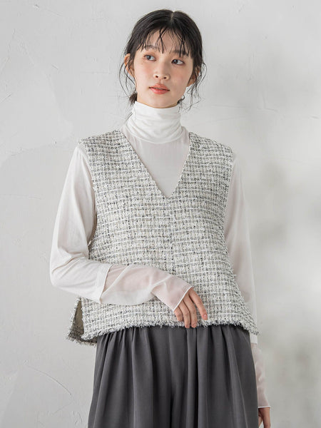 ミックスツィードベスト≪洗濯機で洗える≫