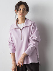 【受注会限定】刺繍あり/裏起毛ハーフジップカットソー≪洗濯機で洗える≫