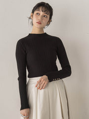 袖ボタンランダムリブニット≪手洗い可能≫