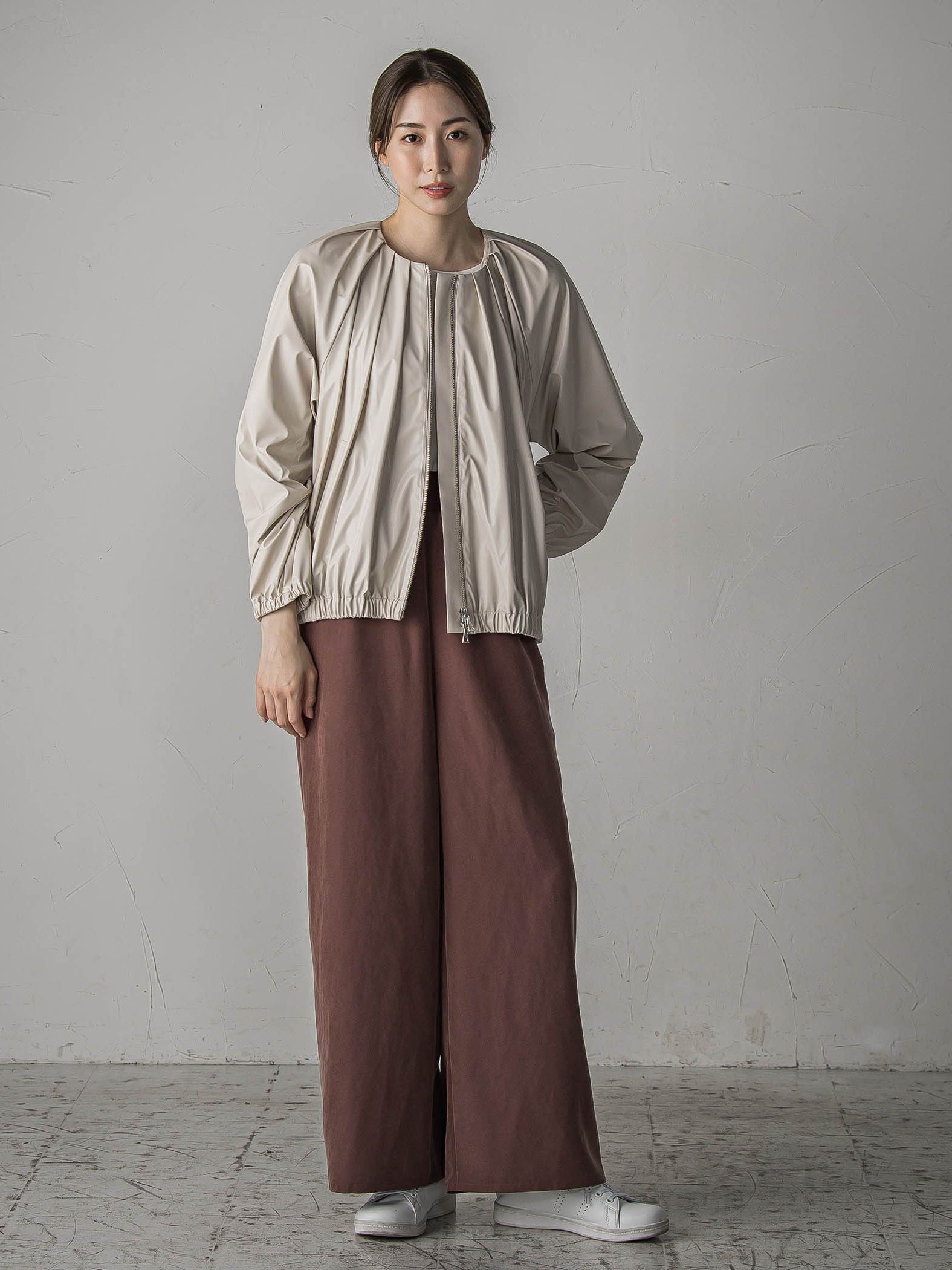 【biyori】”しっとりやわらかな風合い”ピーチポプリンリブパンツ≪洗濯機で洗える≫