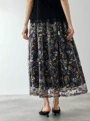マルチフラワーレースフレアスカート