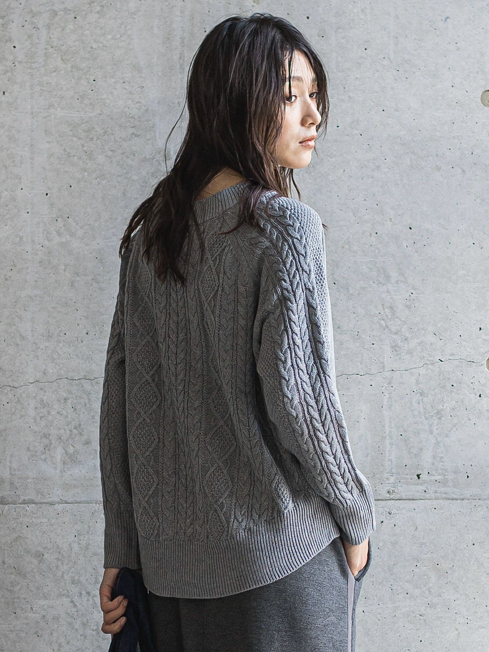 【WEB限定】裏毛×ニット前後ドッキングプルオーバー≪手洗い可能≫