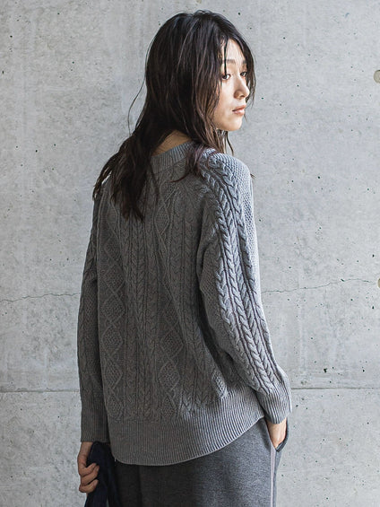 【WEB限定】裏毛×ニット前後ドッキングプルオーバー≪手洗い可能≫
