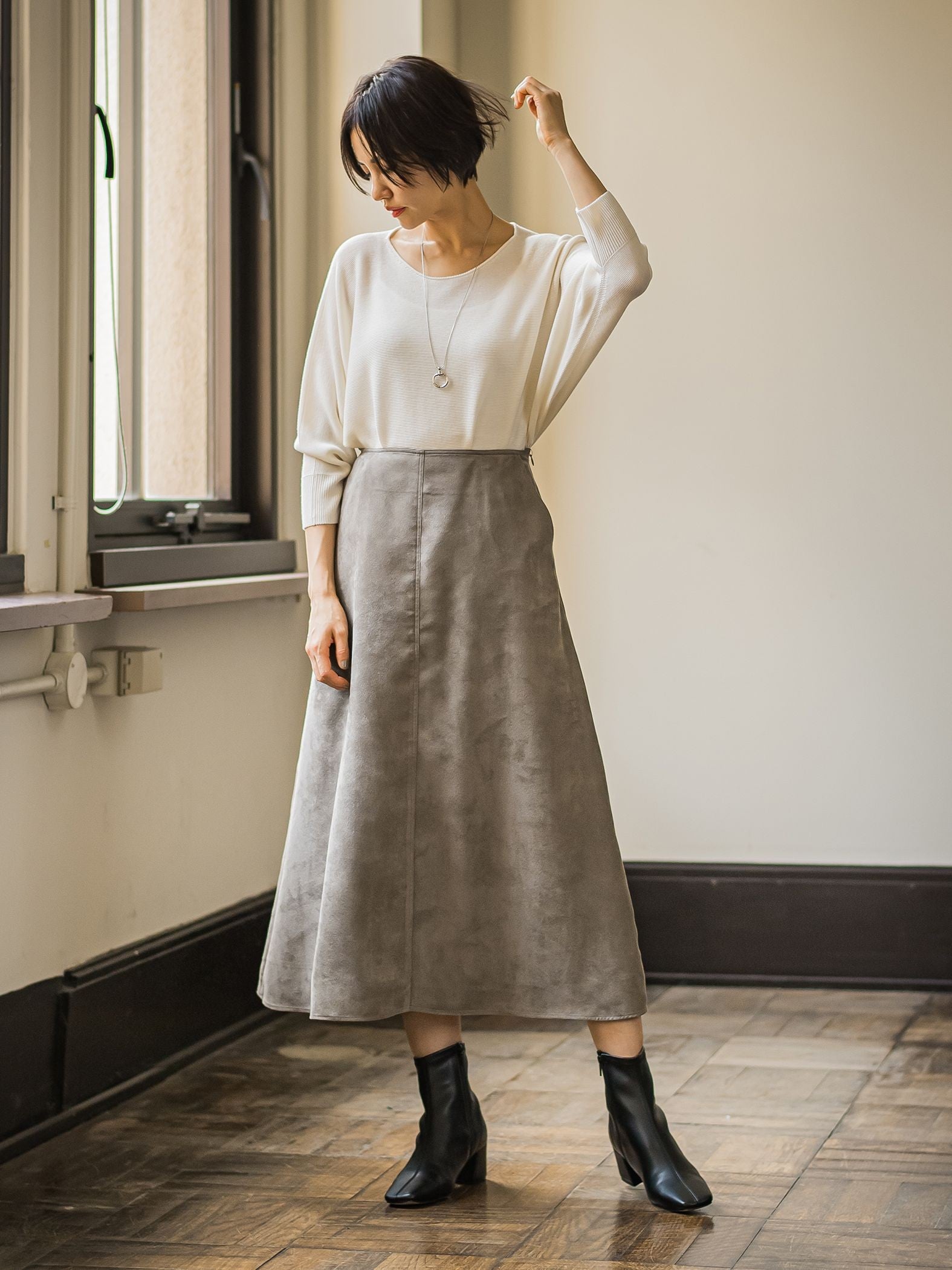 【WEB限定サイズあり】【洗えるニット】ECOCUWOOLドルマンニットプルオーバー≪シワになりにくい≫