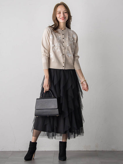 ラッフルチュールスカート≪洗濯機で洗える≫