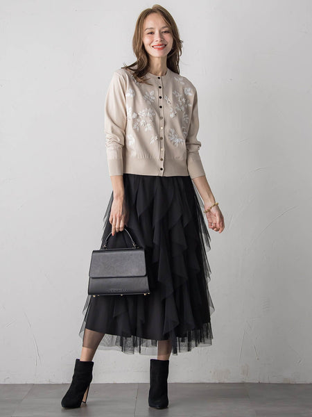 ラッフルチュールスカート≪洗濯機で洗える≫