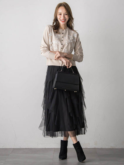 ラッフルチュールスカート≪洗濯機で洗える≫