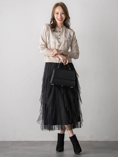 ラッフルチュールスカート≪洗濯機で洗える≫