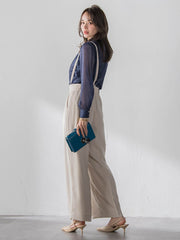 サスペンダー付きダブルサテンパンツ