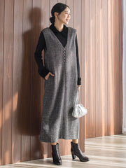 ツィードVネックジャンスカワンピース