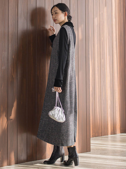 ツィードVネックジャンスカワンピース